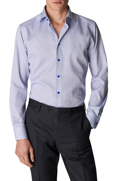 Eton Contemporary Fit Textured Solid Dress Shirt In Mid Blue