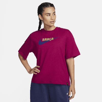 Nike Fc Barcelona  Women's Soccer Boxy T-shirt In Red