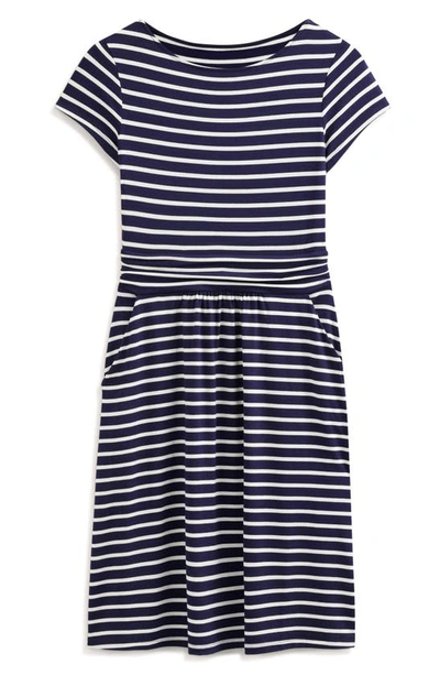 Boden Amelie Print Jersey Dress In Navy Ivory Stripe