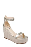 L'agence Avice Ankle Strap Espadrille Platform Wedge Sandal In Gold