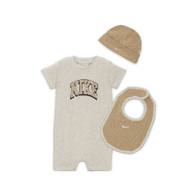 Nike Baby 3-piece Romper Set In Brown