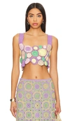 Agua Bendita Tanit Crochet Crop Top In Multicolor