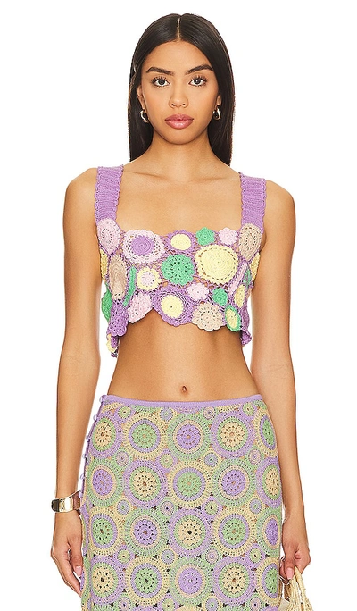 Agua Bendita Tanit Crochet Crop Top In Purple