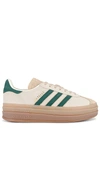 Adidas Originals Gazelle Bold Lace-up Sneakers In Cream White  Collegiate Green  & Magic B