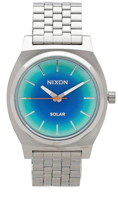 Nixon Time Teller Solar Watch In Silver & Rainbow