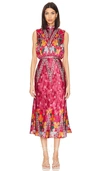 Saloni Fleur Printed Silk-crepe Midi Dress In Hibiscus Flourish