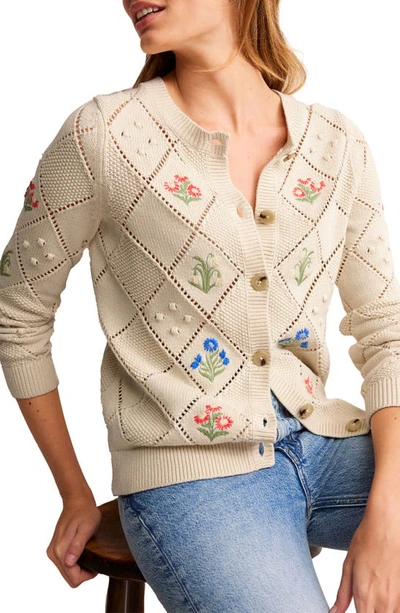 Boden Cotton Embroidered Cardigan Warm Ivory Women