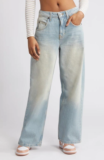 Bdg Urban Outfitters Jaya Summer Bleached Out Wide Leg Jeans In Blue