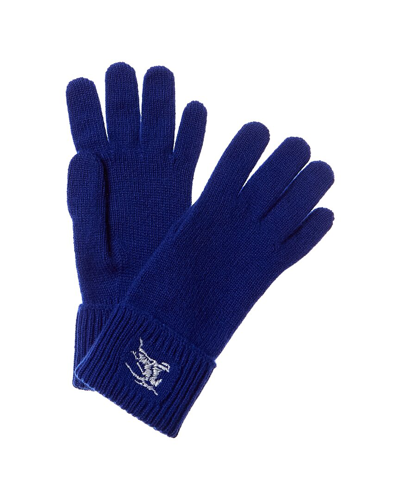 Burberry Embroidered Cashmere-blend Gloves In Blue