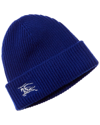 Burberry Electric Blue Cashmere Beanie Hat In Blue