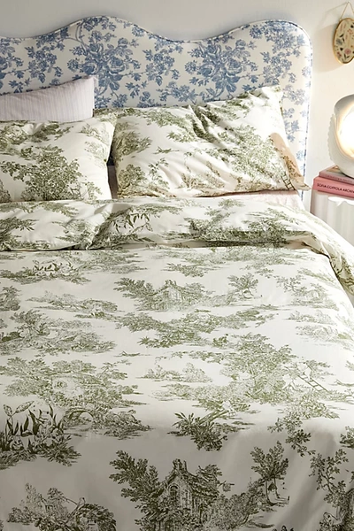 Urban Outfitters Frog Toile Breezy Cotton Percale Duvet Set In Green At