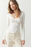 Out From Under Diana Layering Lace-trim Henley Top In Ivory, Women's At Urban Outfitters
