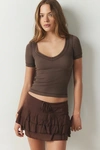 Out From Under Harley Layering Short Sleeve Tee In Brown, Women's At Urban Outfitters