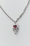 URBAN OUTFITTERS DEVIL HEART PENDANT NECKLACE IN SILVER, MEN'S AT URBAN OUTFITTERS