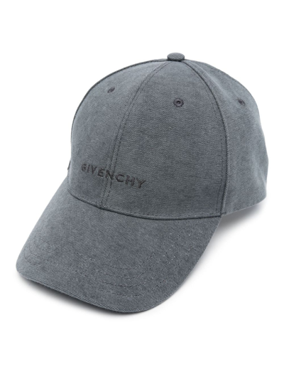 Givenchy Embroidered Cotton Cap In Grey