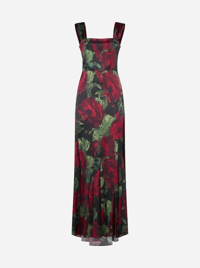 Alice And Olivia Arza Floral-print Maxi Dress In Cloud Floral Bordeaux