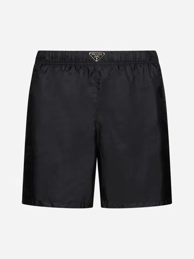 Prada Re-nylon Swim Shorts In Black