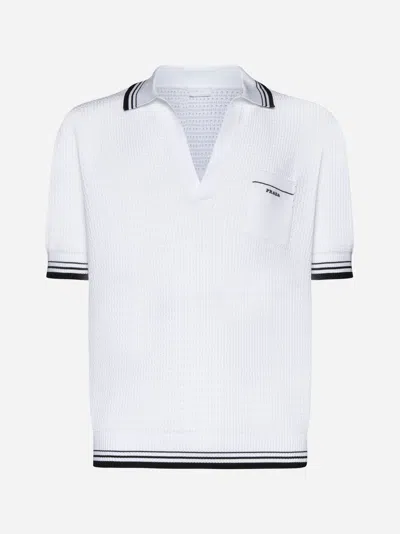 Prada Polo Superfine Cotton F.14 In White,black