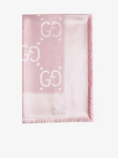 Gucci Gg Silk And Wool Shawl In Pink