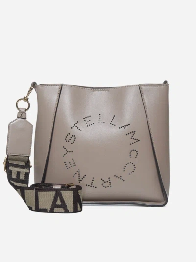 Stella Mccartney Logo Vegan Leather Mini Bag In Brown