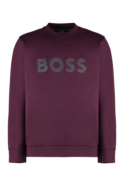 Hugo Boss Logo Sweatshirt In Purple