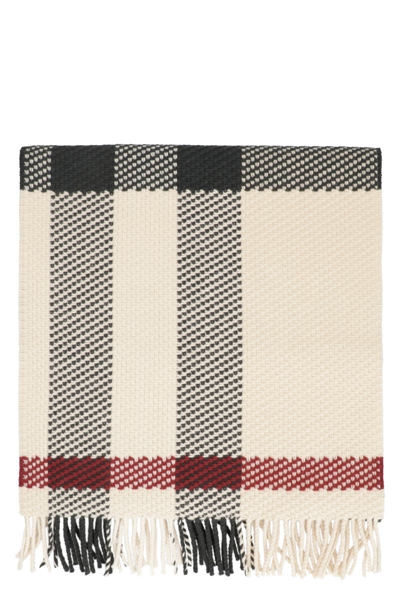 Burberry Check Motif Scarf In Ivory