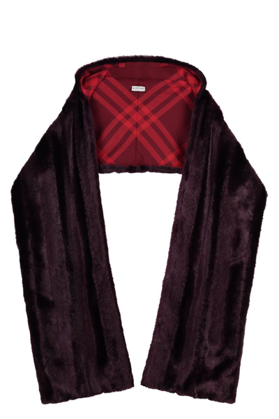 Burberry Hooded Scarf In Burgundy