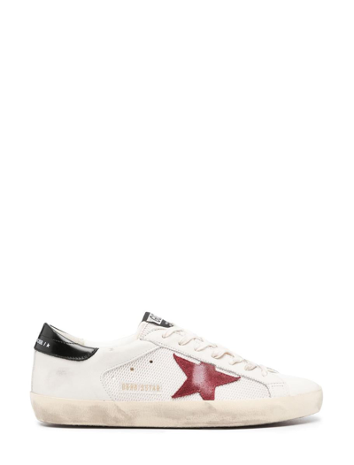 Golden Goose Superstar Lace-up Sneakers In White/pomegranate/