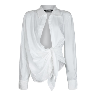 Jacquemus Spread-collar Tie-fastening Shirt In White