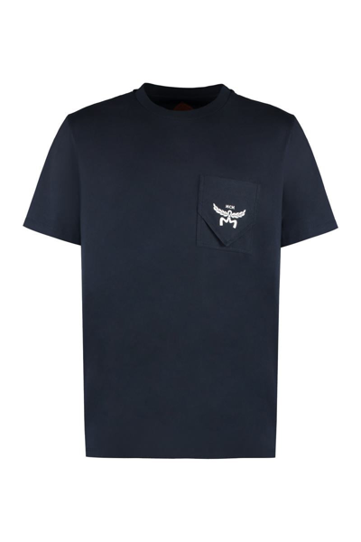 Mcm Logo Cotton T-shirt In Blue