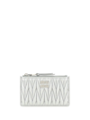 Miu Miu Logo-plaque Matelassé Wallet In Argento