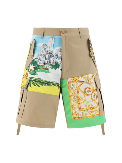 Moschino Mix-print Panelled Cargo Shorts In A4081
