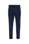 Pt Torino Blue Pants With Pleats And Belt Loops In Cotton Blend Man In Blue