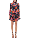 Rotate Birger Christensen Multicolor Mini Dress Velour Floral In Dhalia Print