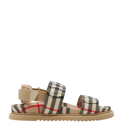 Burberry Kids' Vintage Check Flat Sandals In Archive Beige Che