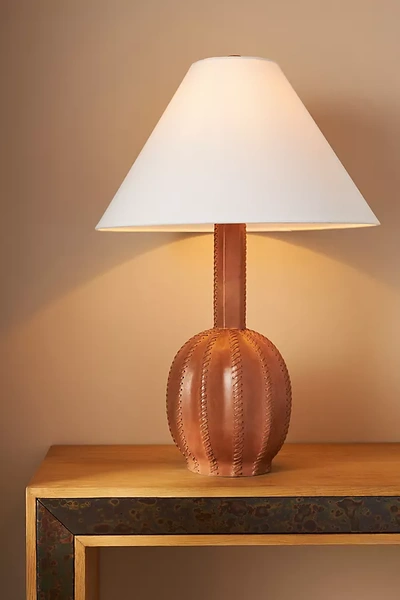 Anthropologie Cole Leather Table Lamp In Brown