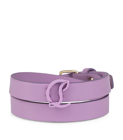 Christian Louboutin Leather Cl Logo Double Bracelet In Purple