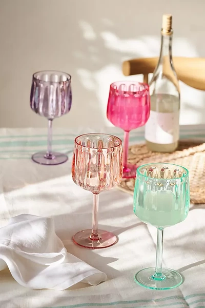 Anthropologie Lucia Acrylic Wine Glasses, Set Of 4 In Multi