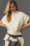 Maeve Mock-neck Extended Shoulder Sweater Vest In White