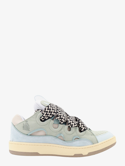 Lanvin Paris Curb Mix Materials Sneakers In Pale Blue,multicolor