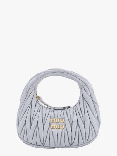 Miu Miu `wander` Matelassé Leather Mini Hobo Bag In Blue