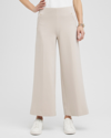 CHICO'S JULIET PONTE WIDE LEG CROPPED PANTS IN LIGHT TAN SIZE 10P PETITE | CHICO'S
