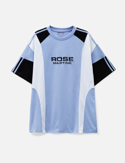 Martine Rose Logo-print Panelled T-shirt In Blue