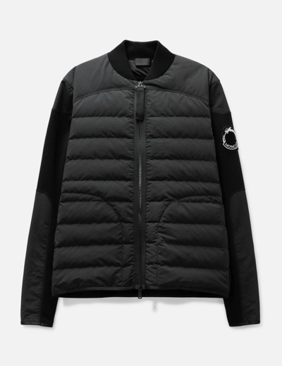 Moncler Padded Cotton Zip Up Cardigan In Black