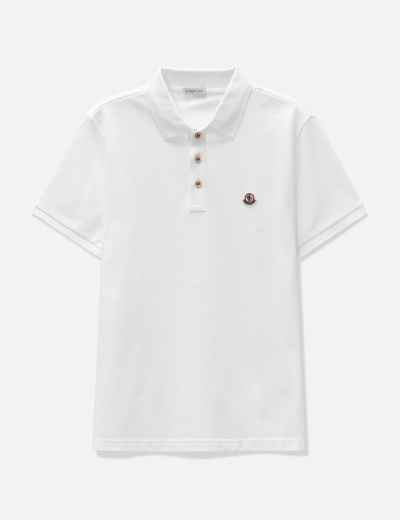 Moncler Embroidered-logo Polo Shirt In White