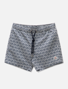 Moncler Monogram Print Swim Trunks In Blue