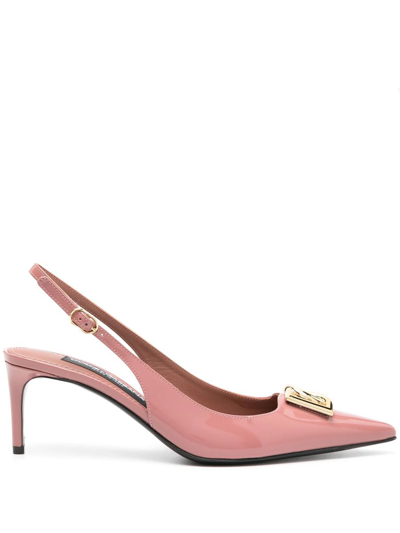 Dolce & Gabbana Pumps With 65mm Logo Plaque In Pink & Purple