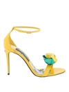 DOLCE & GABBANA DOLCE & GABBANA PATENT LEATHER SANDALS WITH  FLOWER