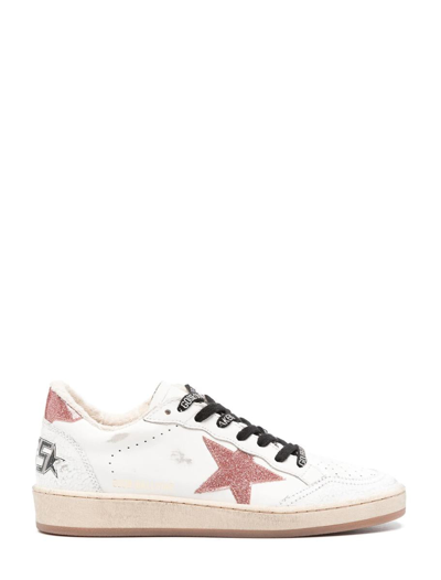 Golden Goose Sneakers In White/peach