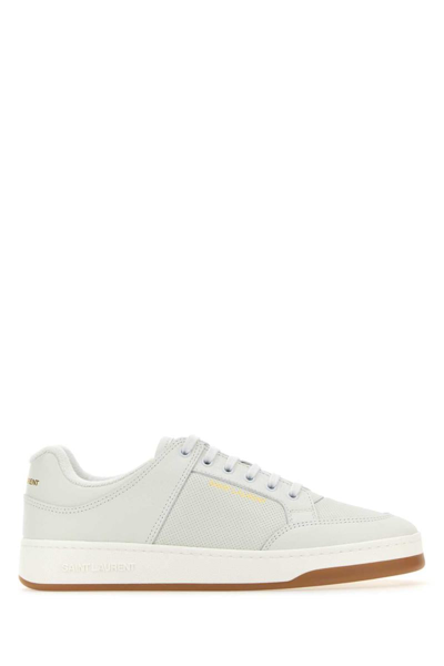 Saint Laurent Sl/61 Low Top Leather Sneakers In White